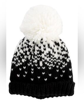 Eugenia Kim Knit Pom Pom Beanie Black White NWT